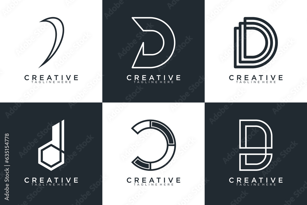 Set of letter D logo with modern creative, icon, concept, Vector