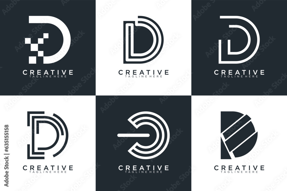 Set of letter D logo with modern creative, icon, concept, Vector Set of letter D logo with modern creative, icon, concept, Vector