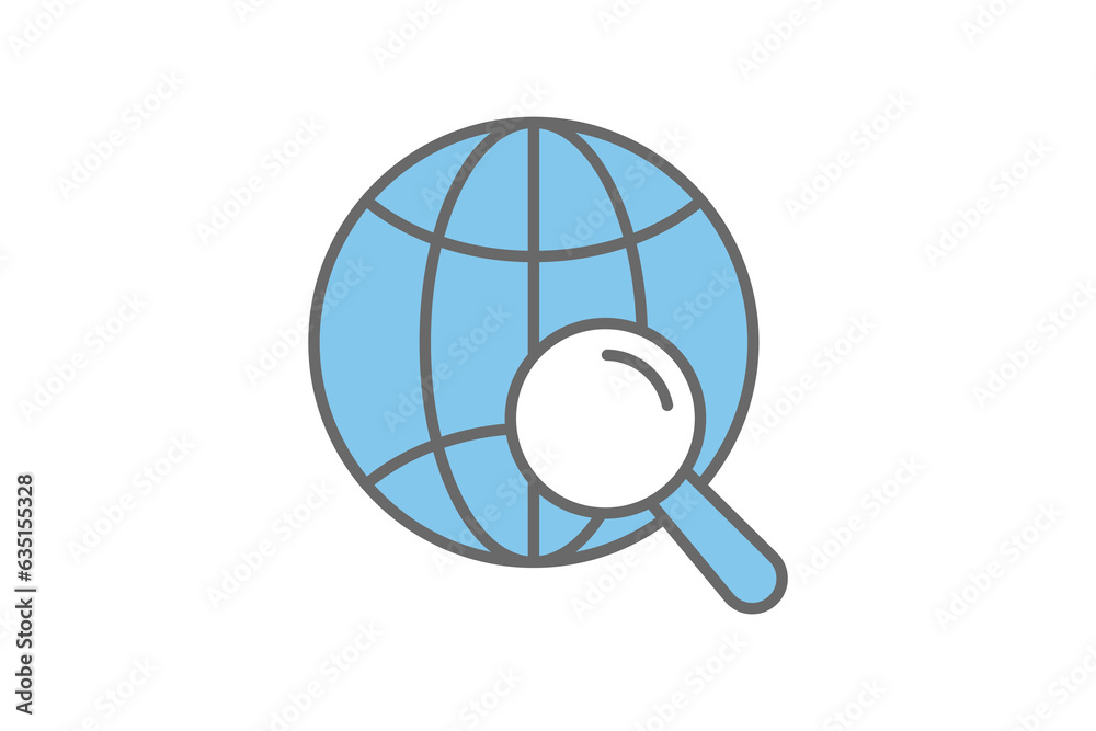 Global search icon. Icon related to Search Engine Optimization. suitable for web site design, app, user interfaces. flat line icon style. Simple vector design editable Global search icon. Icon related to Search Engine Optimization. suitable for web site design, app, user interfaces. flat line icon style. Simple vector design editable