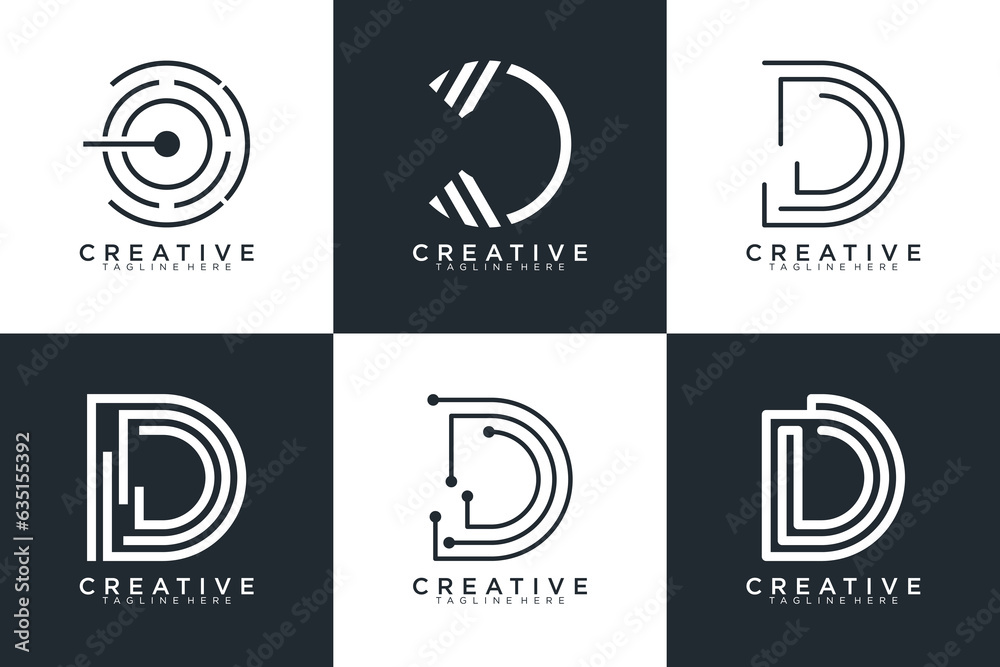 Set of letter D logo with modern creative, icon, concept, Vector Set of letter D logo with modern creative, icon, concept, Vector