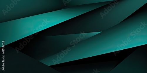 Black teal green blue abstract modern background for design. Dark. Geometric shape. 3d effect. Diagonal lines, stripes. Gradient. Light, glow. Metallic sheen. Minimal. Web banner.