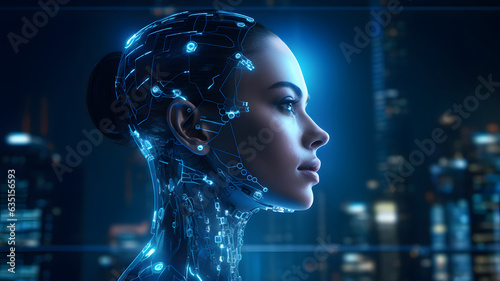 Future technology  Futuristic Woman. AI-generated