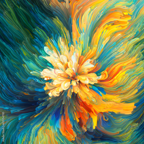 Colorful cheerful floral painterly background with color splashes photo
