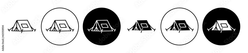 Tent Icon set. tourist camping camp Tent vector symbol. refugee circus ...