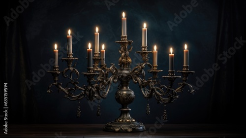 Antique candelabra with flickering candles photo