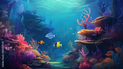 Underwater Scene With Reef And Tropical Fish © LELISAT