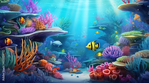 Podwodna Scena Z Rafą I Tropikalną Ryba
