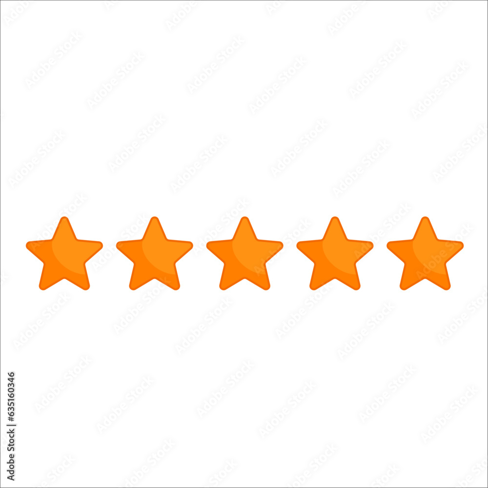 Fototapeta premium Five stars customer review flat logo icon vector illustration modern design isolated on white background