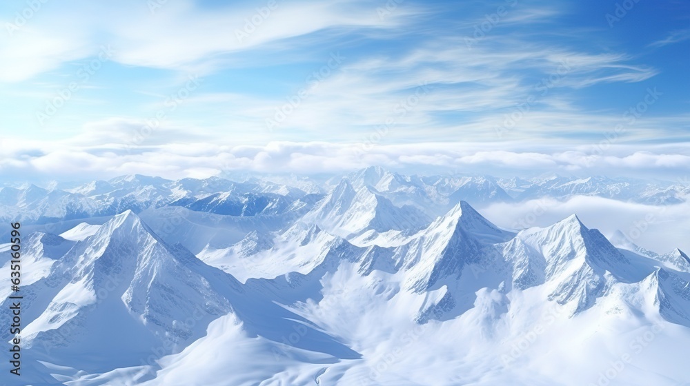 View of the snow-capped mountains.Aerial view View of the snow-capped mountains.Aerial view