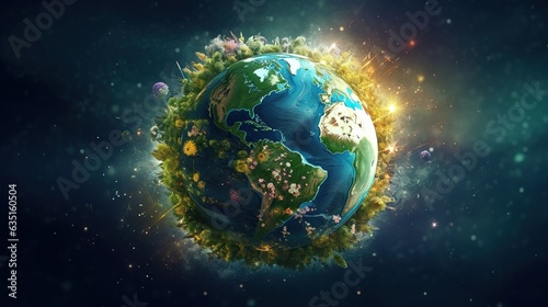 Fototapeta Naklejka Na Ścianę i Meble -  Green earth and ecology background and space