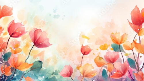 Spring flowers in watercolor vector background background of leaves in watercolor style vector illustration