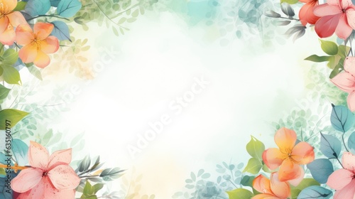 Fototapeta Naklejka Na Ścianę i Meble -  Spring flowers in watercolor vector background background of leaves in watercolor style vector illustration
