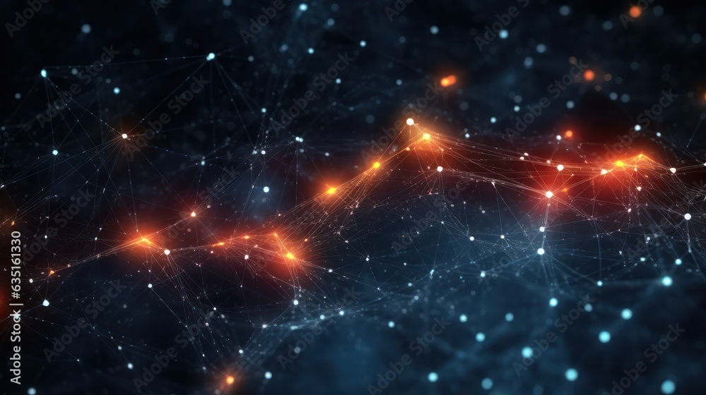 Network of connected nodes in dark background