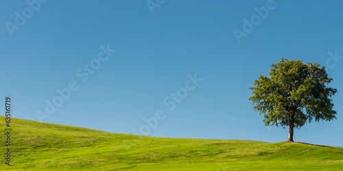 solitary tree on rolling green hills