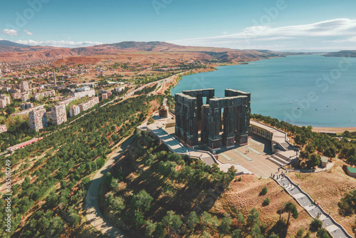 Bilde på lerret Aerial view - Monument known as Chronicle of Georgia or Stonehenge of Georgia autumn, in Tbilisi, Georgia