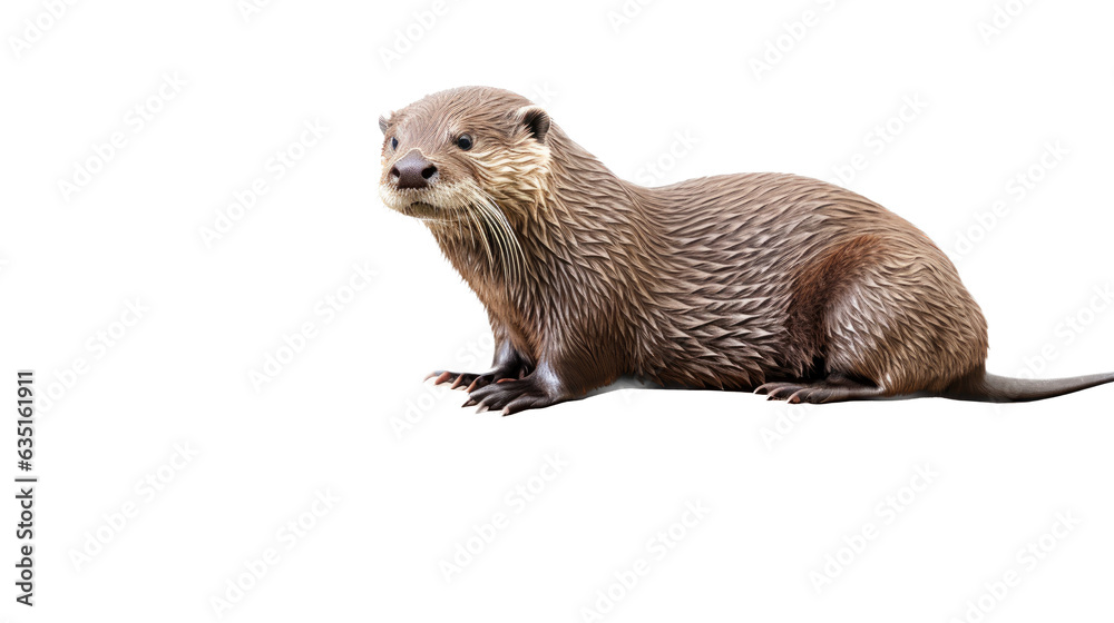 a River Otter, full body, side 3/4 view, in a PNG, in a Nature-themed, isolated, and transparent photorealistic illustration. Generative ai a River Otter, full body, side 3/4 view, in a PNG, in a Nature-themed, isolated, and transparent photorealistic illustration. Generative ai