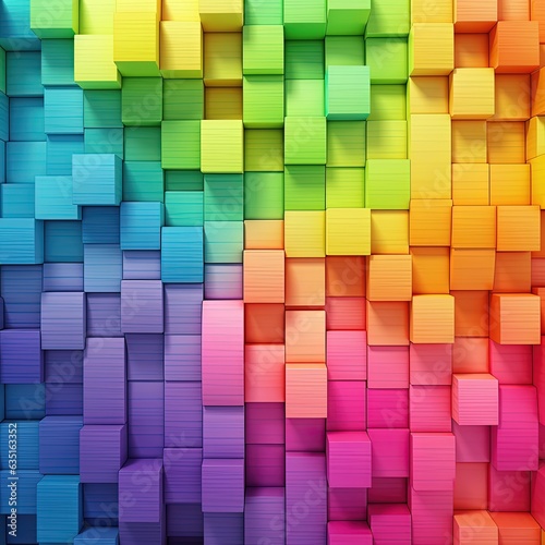 Rainbow abstract carved wood blocks background wallpapers. Colorful wooden cubes Pattern background.