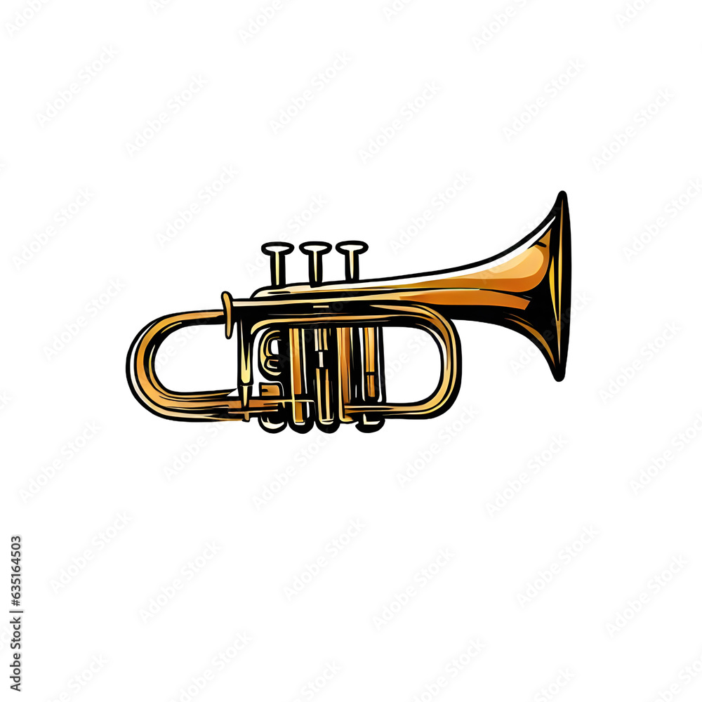 Fototapeta premium Trumpet illustration art with transparent background generative AI.