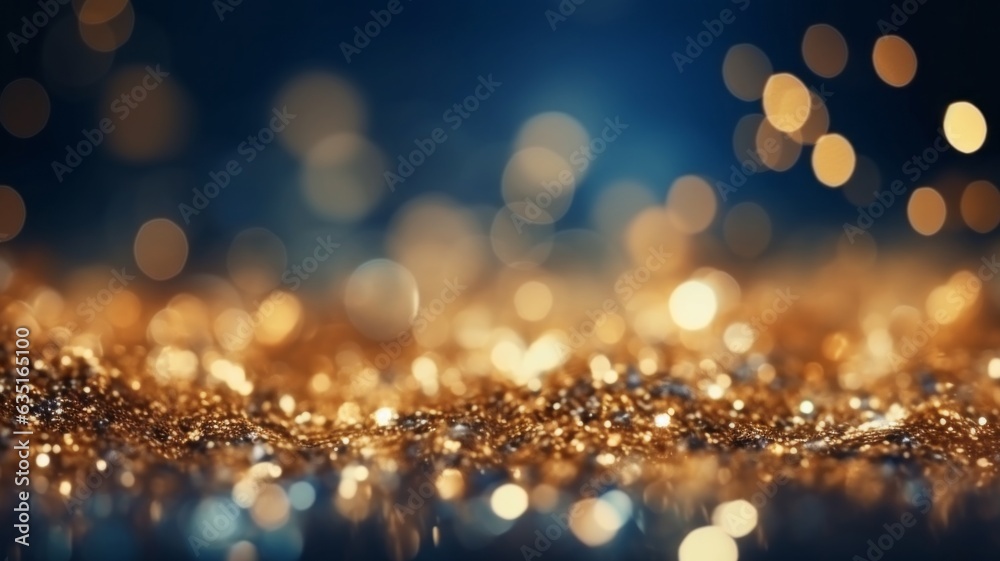 Particle defocus blurred of Golden shiny light over the copy space and banner background, design and decoration, Festive party design, Christmas and New Year holiday background Concept, Generated AI Particle defocus blurred of Golden shiny light over the copy space and banner background, design and decoration, Festive party design, Christmas and New Year holiday background Concept, Generated AI