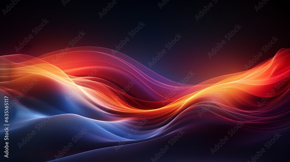 Multi color vivid wave particle background, copy space, luxury design and banner, Christmas and happy New Year holiday background, post card and greeting Concept, Generated AI