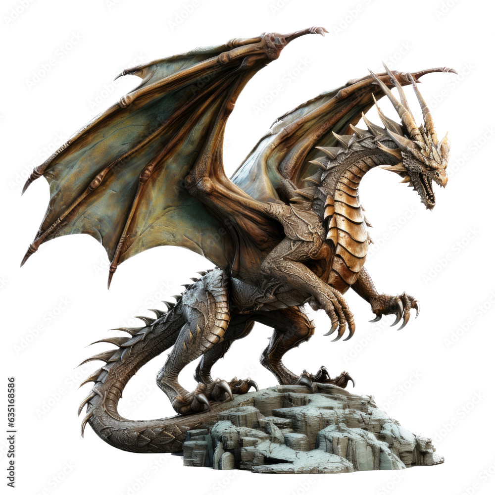  a dragon in a Medieval-themed, photorealistic illustration in a PNG, cutout, and isolated.

