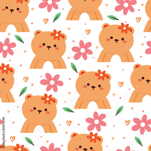 seamless pattern cartoon bears. cute animal wallpaper illustration for gift wrap paper