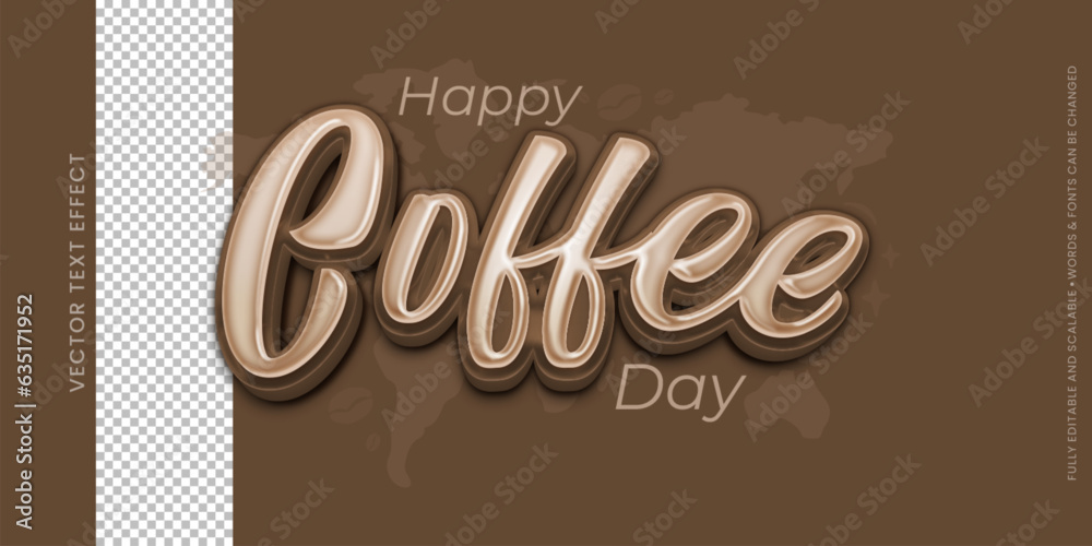 Obraz premium vector 3d text effect international day of coffee lettering 01