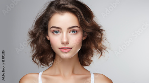 Beautiful face of a young woman with perfect skin