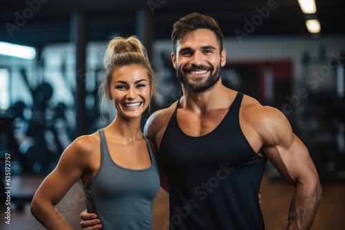 Beautiful sports girl stands next to the athlete in the gym, athletes, gym