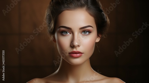 Perfect skin on female subject, studio photography