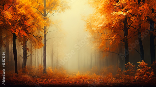 Autumn landscape with blurred background and copy space