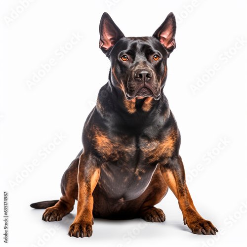 purebred dog and black color, dog sitting on white background