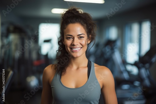 Sporty beautiful woman fitness trainer smiling in the gym Free Download Sporty beautiful woman fitness trainer smiling in the gym - GFXLoad