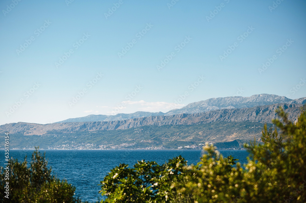 Picturesque landscape of Adriatic sea and rocky mountains