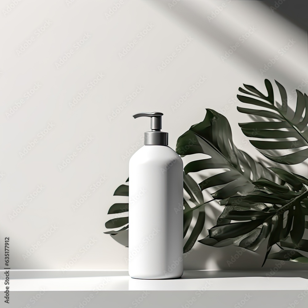 Mockup of a white dispenser with a cosmetic product such as soap, shower gel Mockup of a white dispenser with a cosmetic product such as soap, shower gel