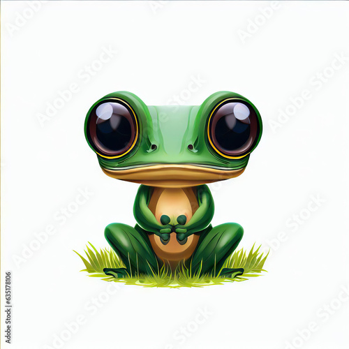 Froggy Frolic: Isolated Cute Frog Artistry on White, Generative AI
