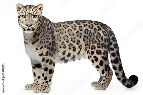 A big cat leopard isolated on white background  Generative AI