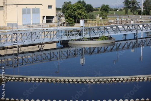 Industrial scene with a modern waste water treatment plant 
