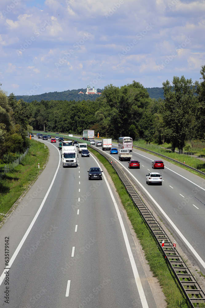 Crowded A4 motorway, on the Krakow-Katowice route, heavy traffic. Crowded A4 motorway, on the Krakow-Katowice route, heavy traffic.