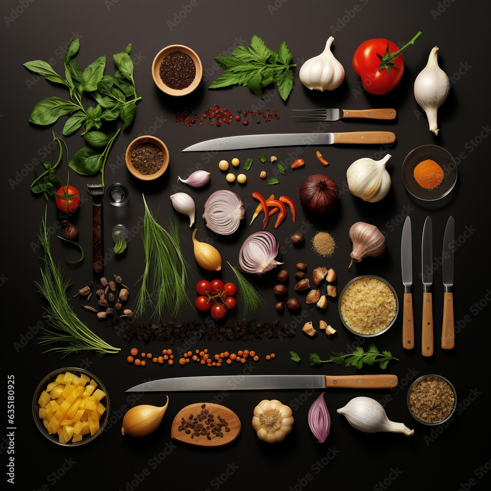 cooking symphonies visualized: 2d knolling illustrations of culinary ...