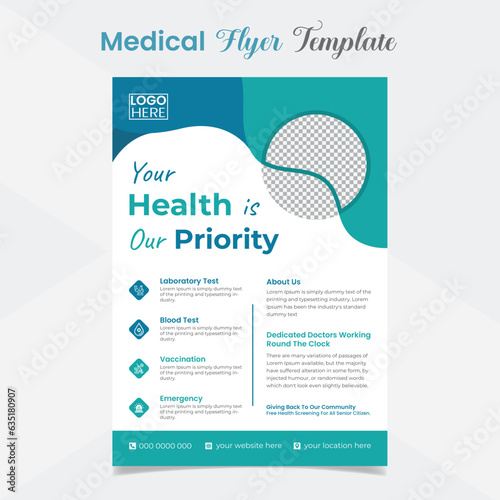 Healthcare and medical care flyer and poster template design