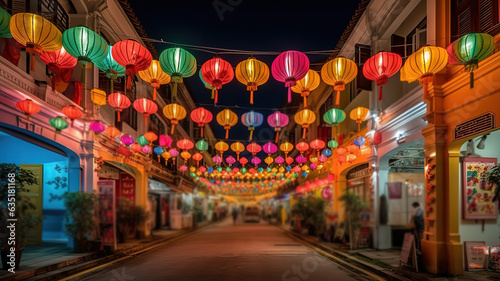 Traditional chinese new year lantern, Celebration of chinese lantern festival. Generative Ai