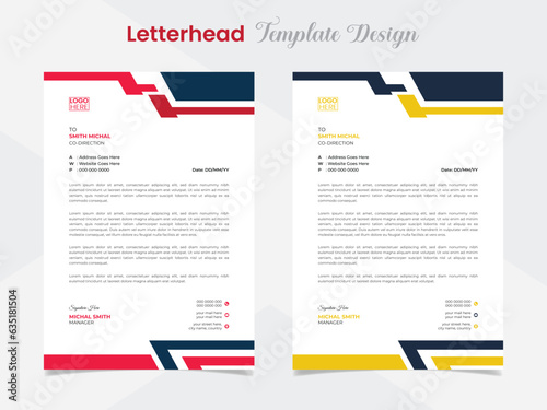 professional letterhead template design with wave shapes
