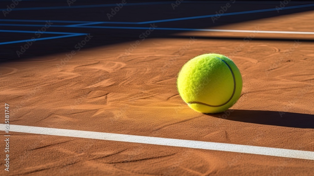 Close up of a tennis ball with shadow, generated by AI