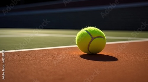 Close up of a tennis ball with shadow, generated by AI