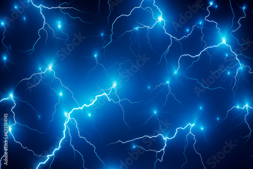 Lightning bolts on a blue background. Thunder pattern  background or wallpaper