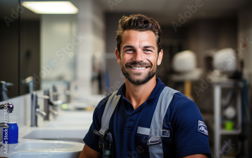 Expertise in the trade: A portrait of a well-versed plumber, showcasing years of know-how. photo