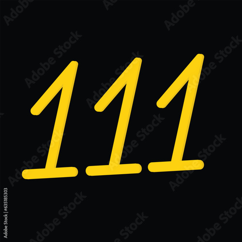 111 Angel Number Hand Drawn in Black Background. Manifestation Energy Vector Template Design Illustration.