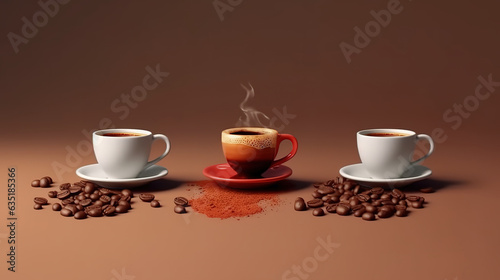 International coffee day concept. October 1st, High angle of coffee concept on wooden table. Generative Ai