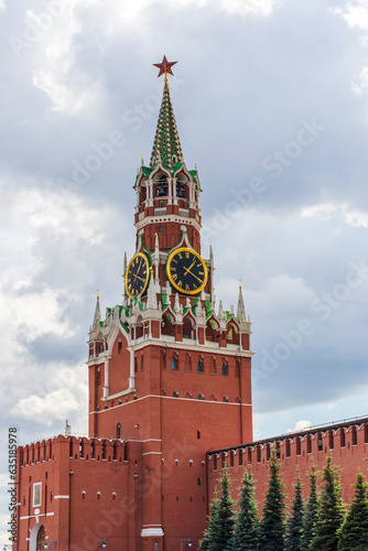 Moscow, Russia - 07.30.2023 - Shot of the main chimes of the Kremlin. Landmark